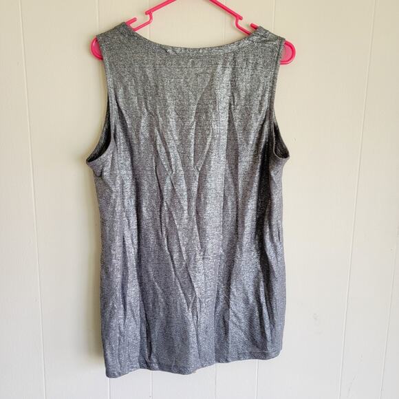 Eileen Fisher 100% LinenMetallic Gray Tank Top - Picture 2 of 3